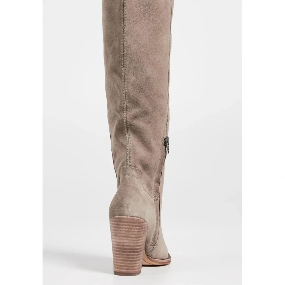 Dolce Vita Taupe Suede Heeled Boots - Picture 4 of 9